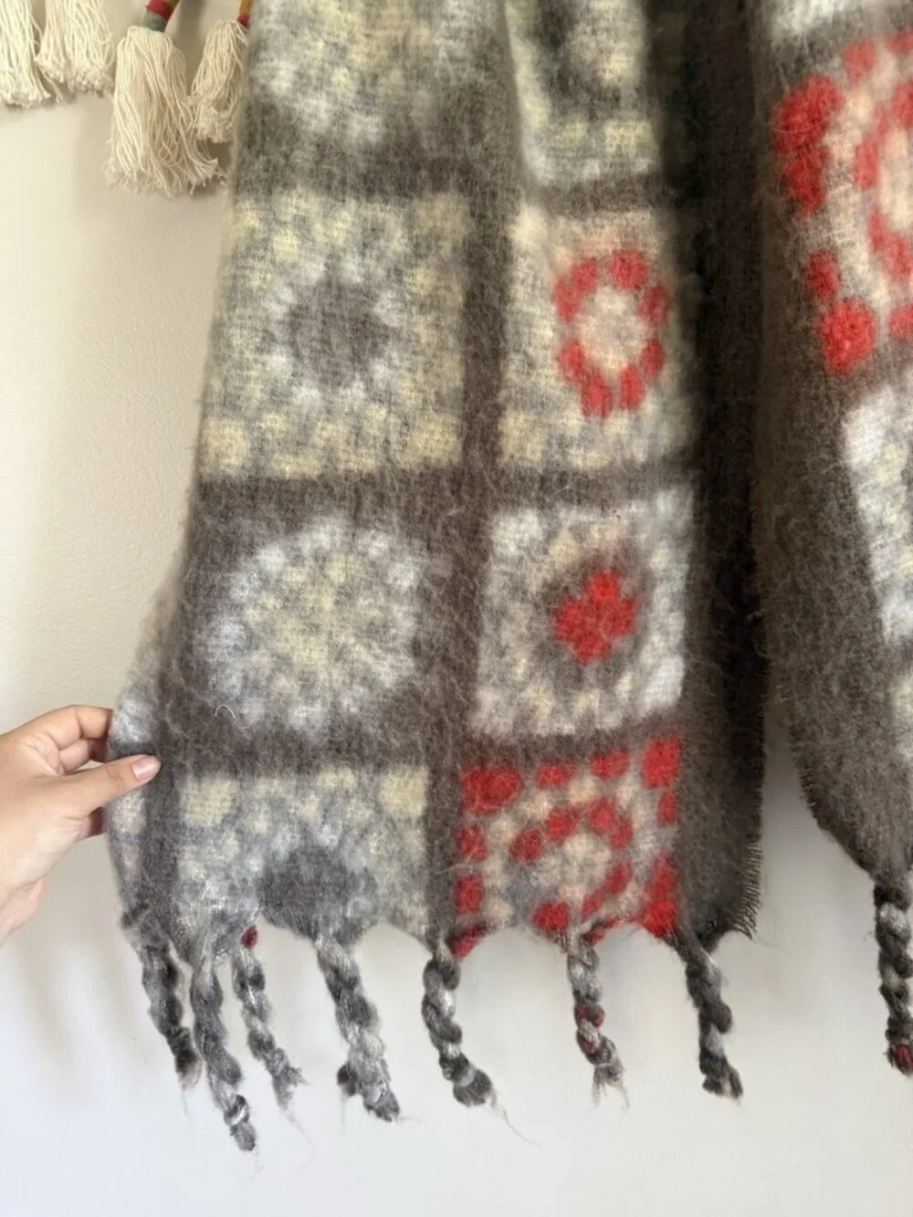 Free People Kaleidoscope Fringe Knit Blanket Scarf Winter Cottage Outdoor Cozy